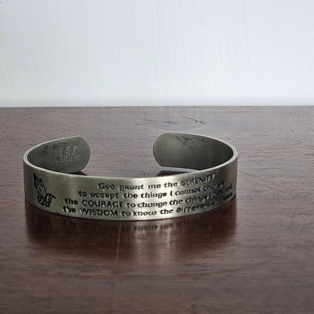 Klitzner Pewter and Nickel 'Serenity Prayer' Cuff Bracelet, Made in USA